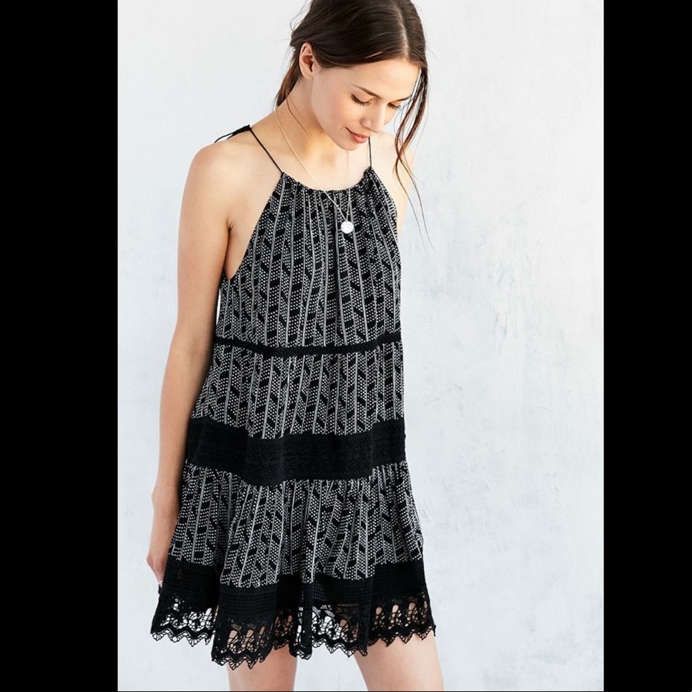 UO Kimchi Blue | Black & White Halter Dress